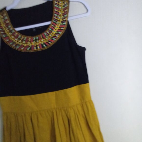 Tiana B Dress Women 4 Sleeveless Accent Collar Gold Black - Picture 8 of 16